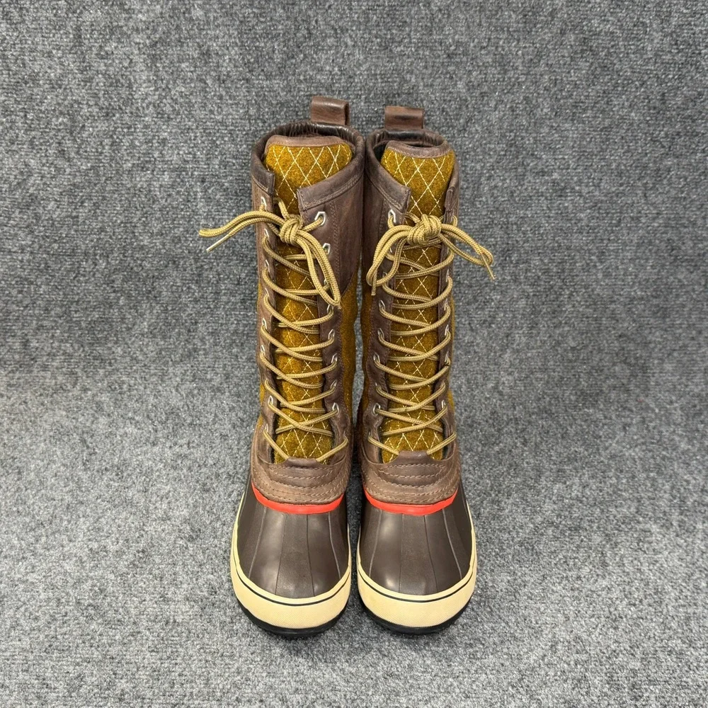 Sorel Sorelli Quilted Wool Winter Boots Women's 6 Green Brown Waterproof Snow